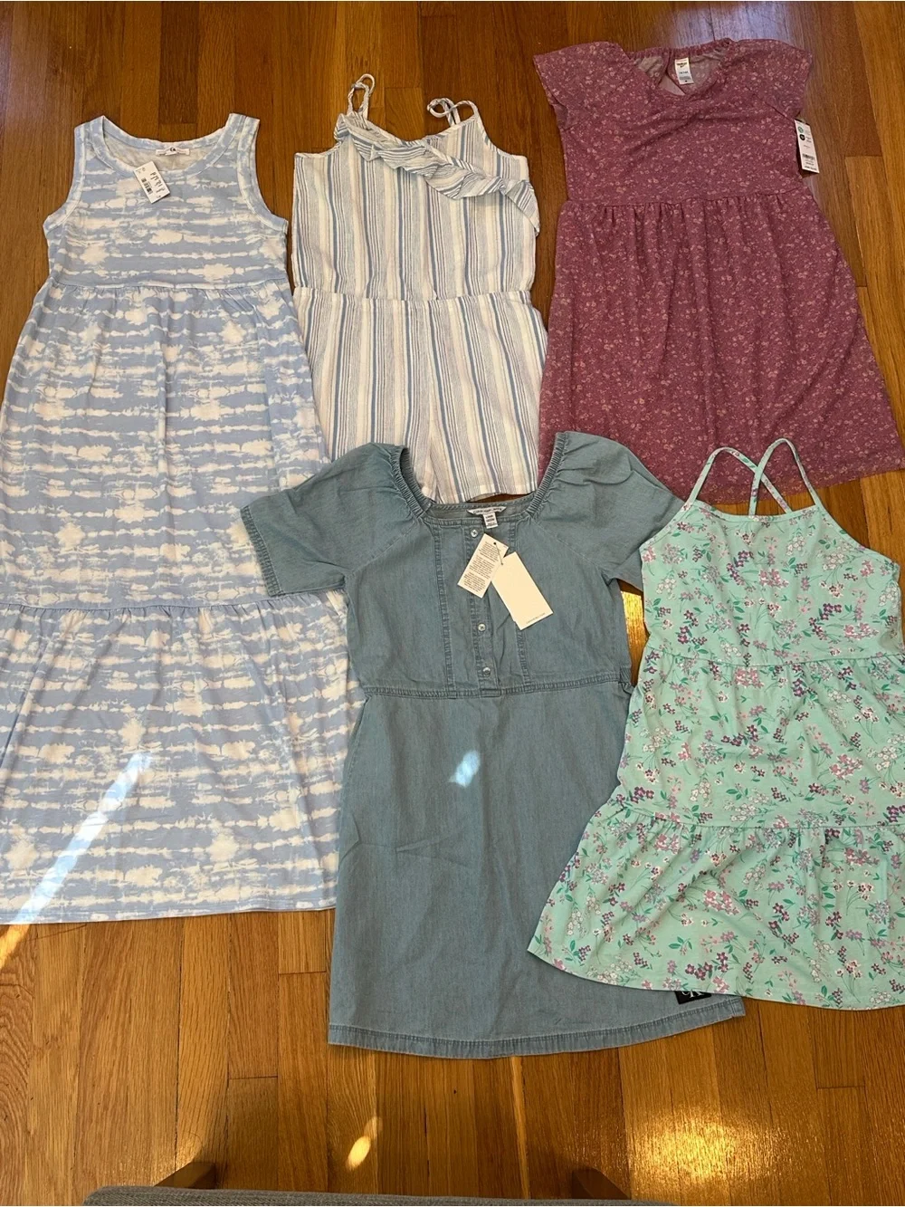5 Girls Dresses/Romper summer Bundle -new/like new, size 14